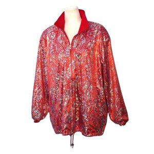 Y2K Holographic Bomber Jacket, Reversible Red Jacket, Silver Hologram 90s Unisex